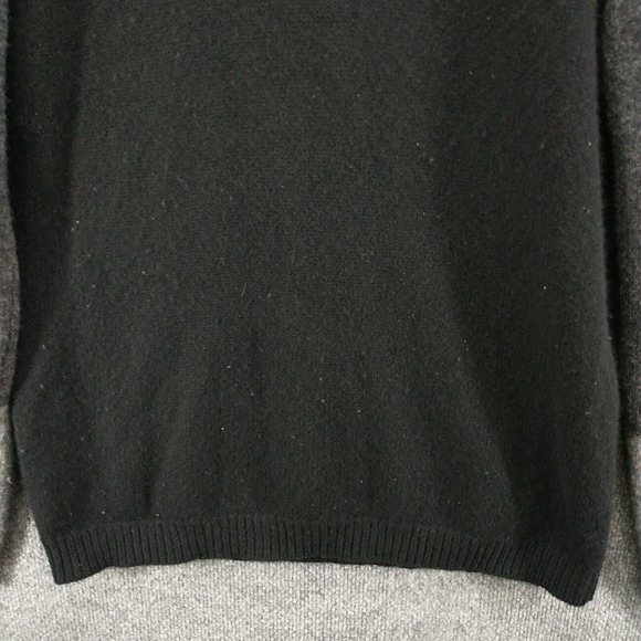 DKNY Women's Pullover Knit Sweater Black Gray Large Colorblock V-Neck Lambswool - Picture 4 of 13